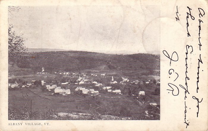 Hilltop View of Albany Village in Vermont VT, 1905 Vintage Postcard - 3993