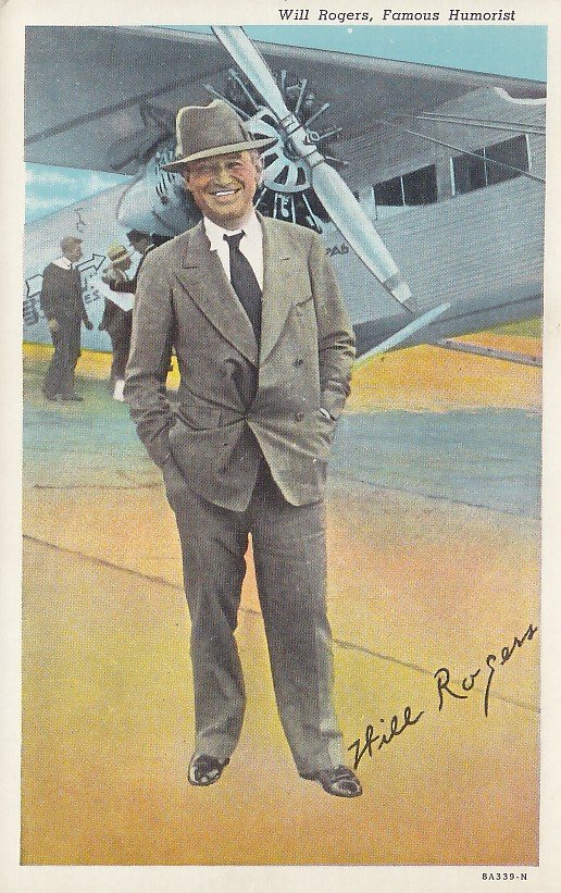 Will Rogers Famous Humorist, 1938 Curt Teich Linen Postcard - 5352