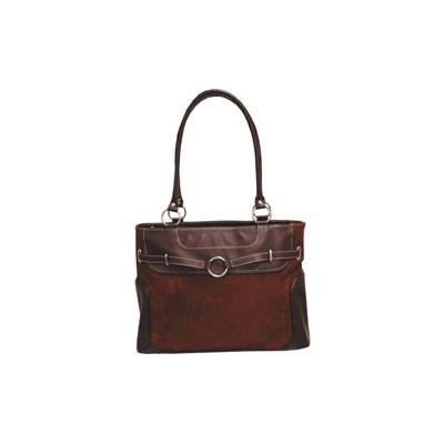 Global® Faux Suede Executive Tote, Chocolate Brown