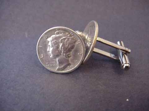 COIN JEWELRY~Mercury dime cufflinks