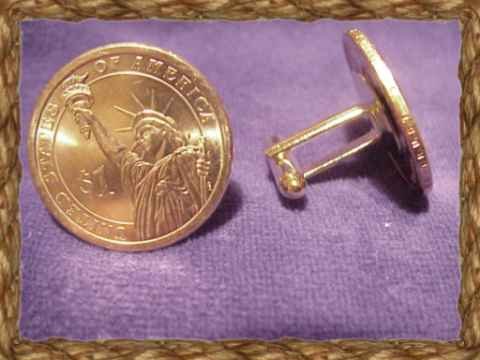 coin jewelry~NEW DOLLAR CUFFLINKS~GOLD LADY LIBERTY