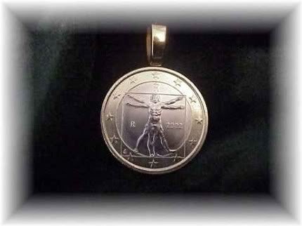 P'S COIN JEWELRY~VITRUVIAN MAN PENDANT~UNCIRCULATED