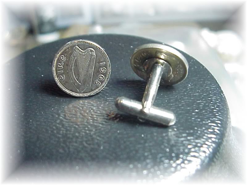 Coin jewelry~ Irish harp cufflinks or earrings~gift box