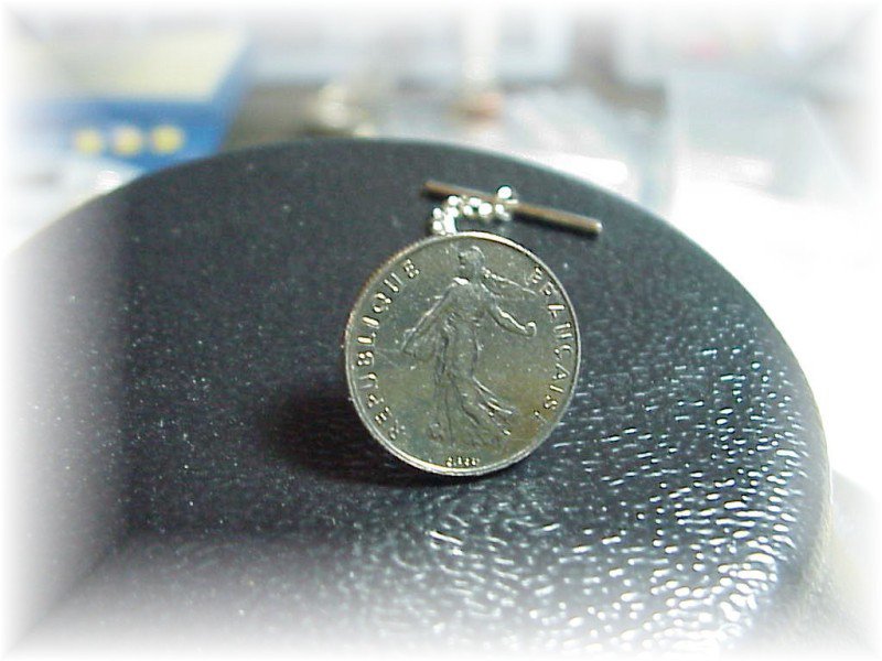 ~New coin Tie tack tac FRENCH 1/2 FRANC SILVER COIN