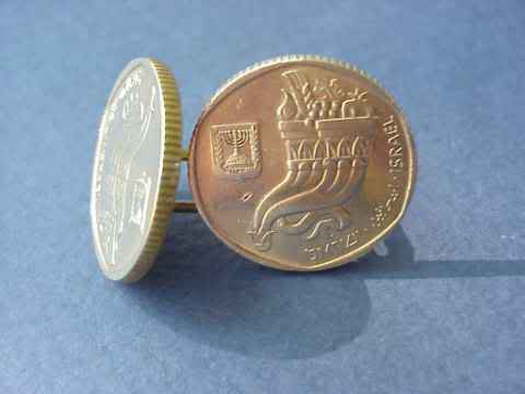 P's Coin Jewelry~ ISRAELI CORNUCOPIA GOLD CUFFLINKS or earrings~Judica