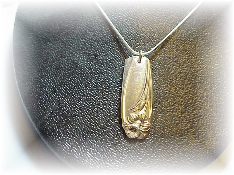 Daffodil spoon pendant & 22" sterling chain free ship