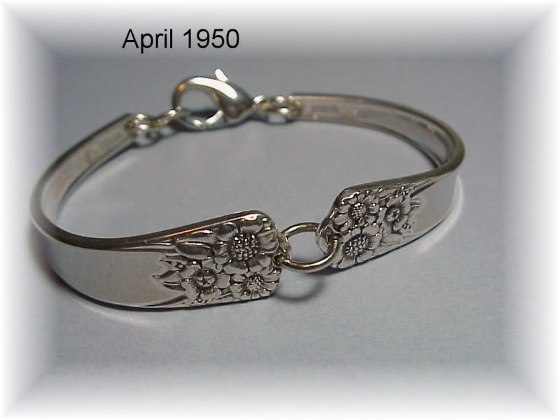 APRIL PATTERN~SILVER SPOON BRACELET~HANDCRAFTED~Retro