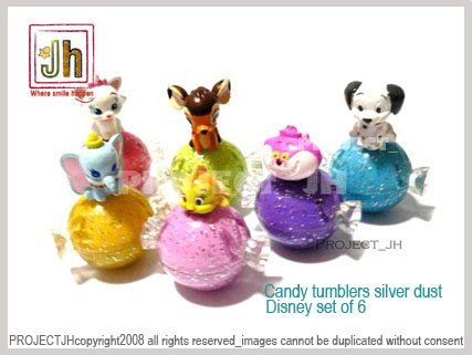 Sweet Candy tumbler set of 6 cleo bambi cheshire dalmatian Marie Dumbo Disney Sega Japan
