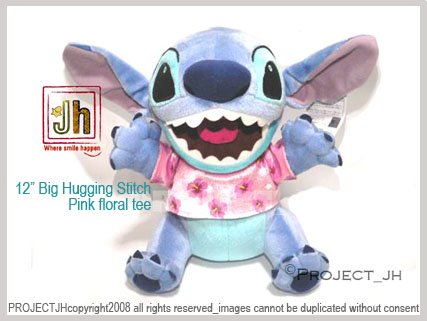 BIG Hawaii Stitch in Pink floral tee Disney Sega Japan