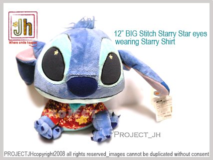 BIG Starry Star eyes Red shirt Stitch Disney Sega Japan