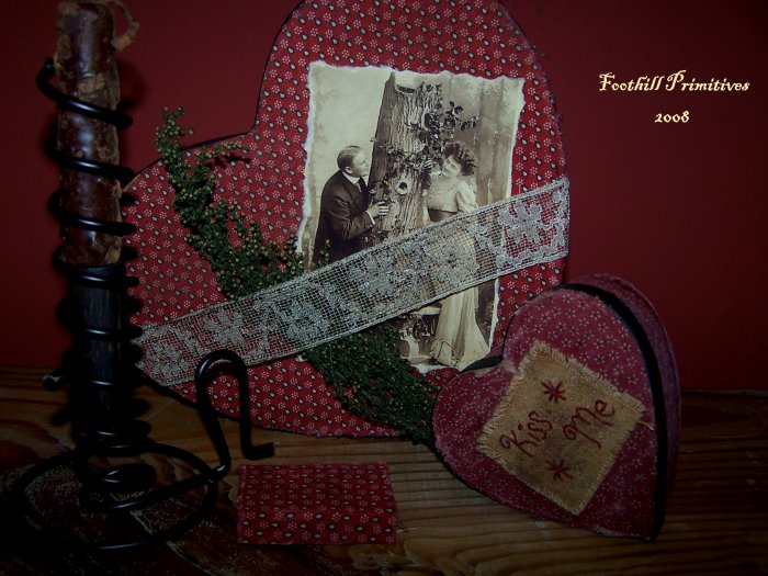 Primitive Fabric Covered Box Set Courting Candle