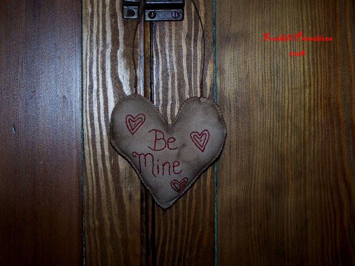Primitive Stitchery Be Mine.....Ornie Cupboard Hanger