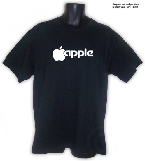 Apple Computer II Logo 80s OSX T-Shirt Black S - 2XL
