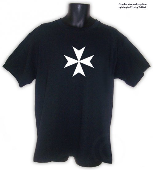 Maltese Cross Knights of Malta Christian T-Shirt Black S, M, L, XL, 2XL