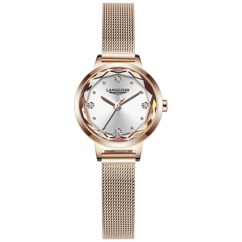 Mesh White Langlishi Luxury Women Watches Waterproof Quartz Ladys