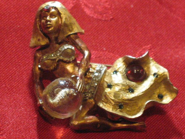 MYSTIC LADY JELLY BELLY FIGURAL PIN by HAR MERMAID VERY RARE