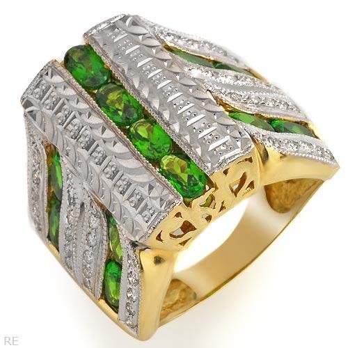 Ring With 3.75ctw Precious Stones Diamonds Solid 14K Two tone Gold. Total item weight 16.3g sz 7