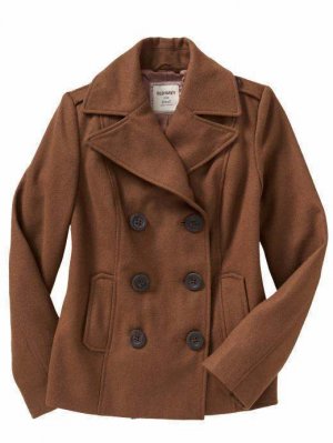 Old Navy PEA COAT Size XXL (20) Wool Blend Jacket MOCHA BROWN