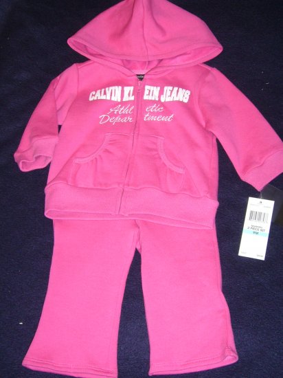 CALVIN KLEIN GIRLS WARM-UP JOGGING SUIT 9 MONTHS TAG $40