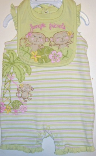 SONOMA GIRLS ROMPER AND BIB SIZE 0-3 MONTHS