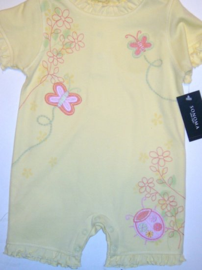 SONOMA GIRLS ROMPER AND BIB SIZE 3-6 MONTHS NWT