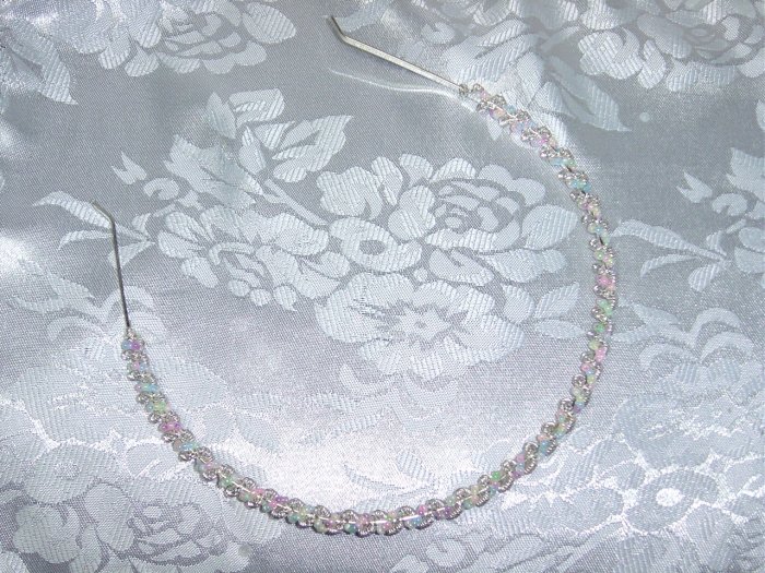 Silver tone metal~Multi color beaded hair band headband hair jewerly