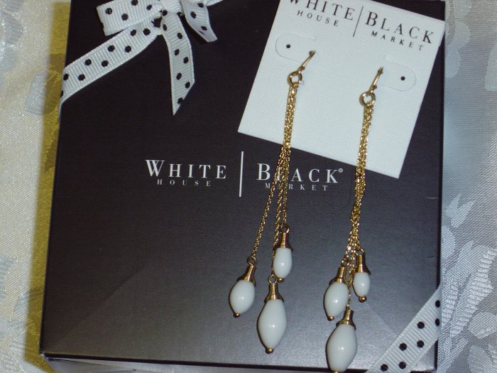White House Black Market Store~White Coral Drop Chandelier Earrings~ NEW