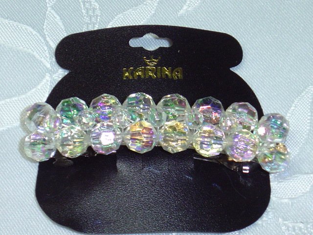 Karina Brand~ Aurora Borealis Beaded Hair Barrette~Hair Jewelry~New
