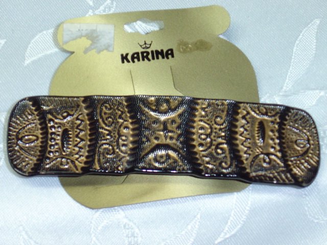 KARINA BARRETTE~STAMPED MADE IN FRANCE~HAIR JEWELRY BARRETTE~AZTEC LOOK