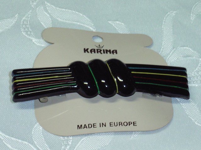 KARINA brand Black acrylic Hair barrette fascinator made in France
