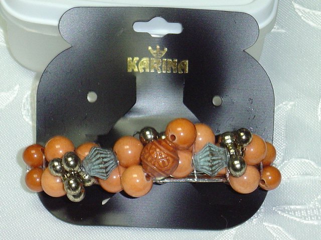 KARINA HAND BEADED WOOD BARRETTE~HAIR JEWELRY BARRETTE~DESIGNER