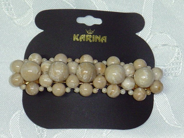 KARINA HAND BEADED FAUX MARBELIZED STONE LOOK HAIR JEWELRY BARRETTE