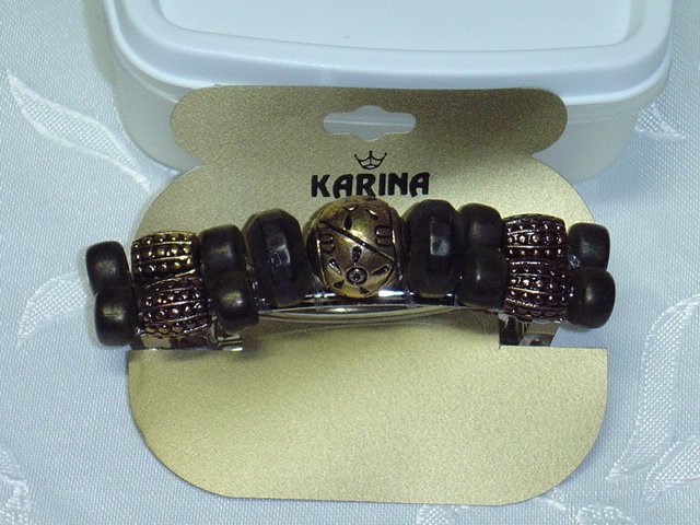 KARINA~DESIGNER HAND BEADED HAIR JEWELRY BARRETTE~DARK Olive GREEN