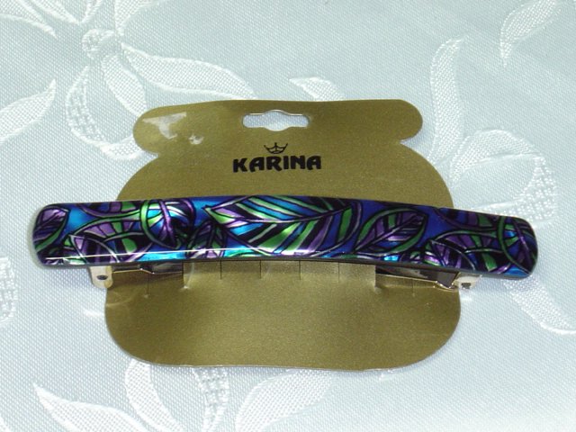 KARINA MADE IN FRANCE STAMPED FOILED HAIR JEWELRY BARRETTE- LONG BARRETTE