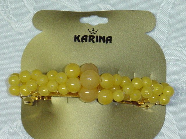 HONEY YELLOW BEADED BARRETTE~KARINA~DESIGNER HAIR JEWELRY BARRETTE