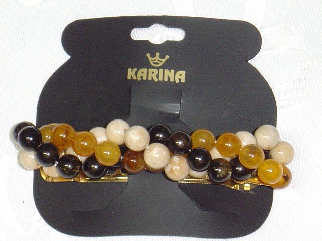 EARTH TONES HAND BEADED BARRETTE HAIR JEWELRY~ KARINA DESIGNER BARRETTE