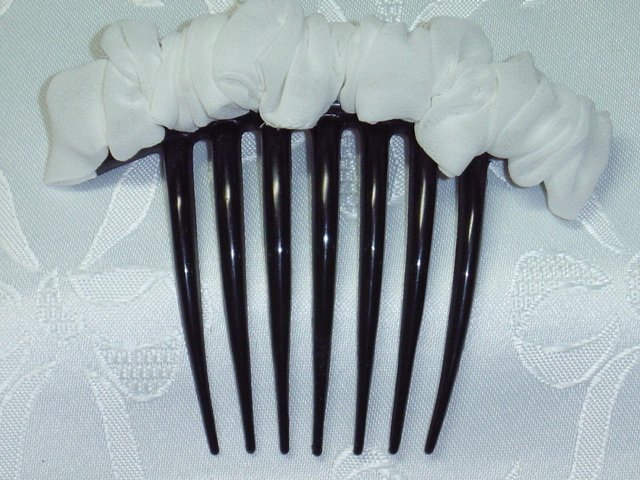 White Chiffon Fabric Scrunched Look French Hair Comb Hair Jewelry