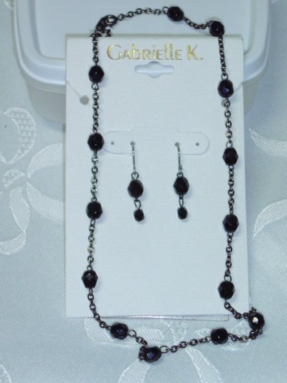 Gabrielle K (Miriam Haskell Company) Black Austrian Crystal choker necklace & matching earrings set