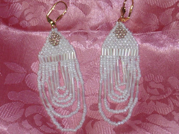 HAND BEADED CHANDELIER EARRINGS~FROM CANCUN, MEXICO