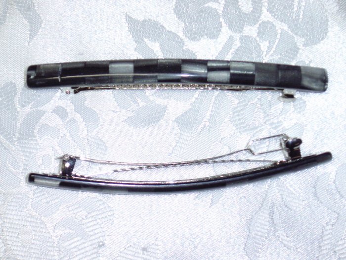 CHIC EXTRA LONG GREY/BLACK HAIR BARRETTE JEWELRY