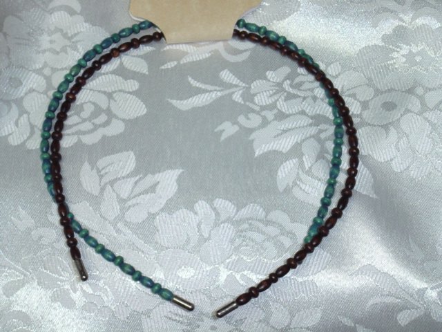 CHARLOTTE NY Turquoise/brown hand beaded head band hair band PAIR