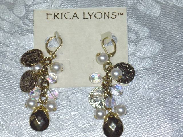 ERICA LYONS FAUX ROMAN COINS~GODDESS CHANDELIER EARRINGS NEW~TRUNK SHOW ITEM
