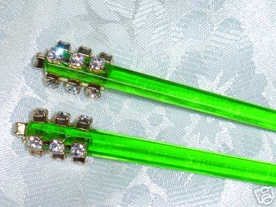 Swarovski Elements handmade hair jewelry chop stick fascinators in green