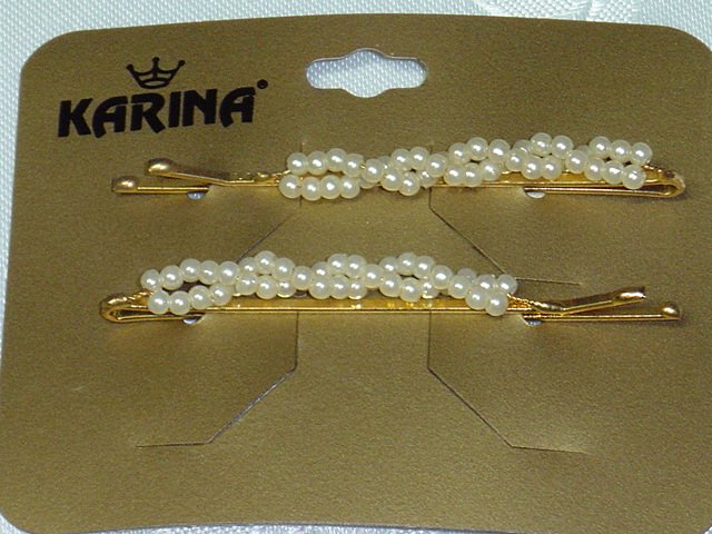 KARINA FAUX PEARLS (WHITE) BOBBI PINS HAIR PINS PAIR WEDDING PROM NEW