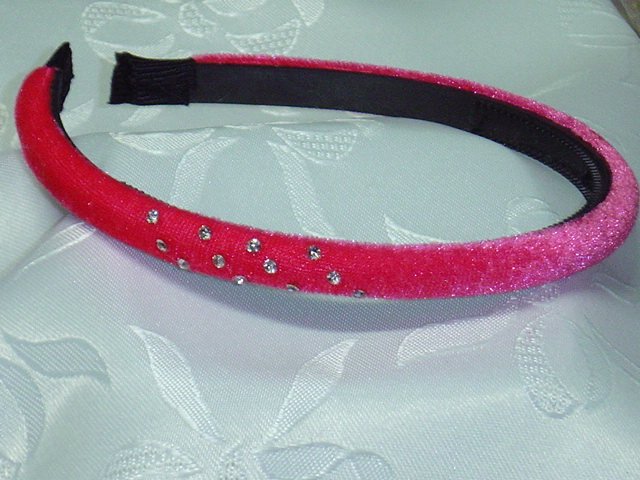 Pink Velvet Austrian crystal head band hair band fascinator