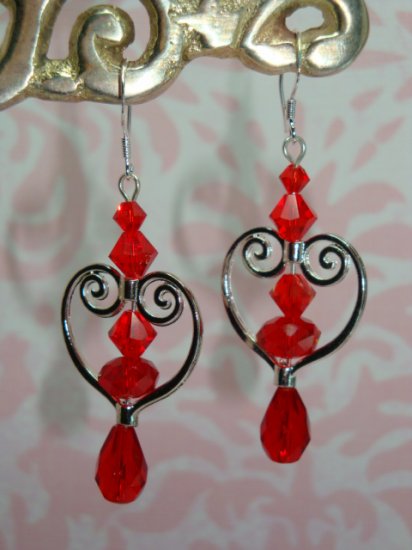 ARTISAN 925 SS SWAROVSKI & CZECH CRYSTAL HEART EARRINGS