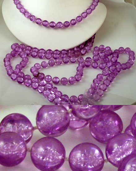 VINTAGE NECKLACE Flapper Length Purple Beads 82"