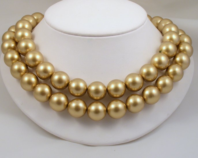 VINTAGE NECKLACE Golden Gumballs Lucite Beads 2 strand