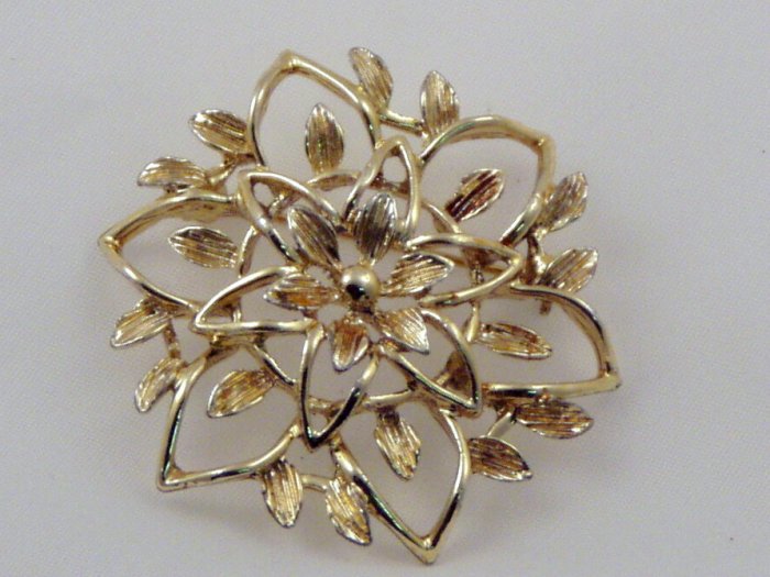 VINTAGE PIN BROOCH Peta-Lure Sarah Coventry Golden Leaves Leaf Flower