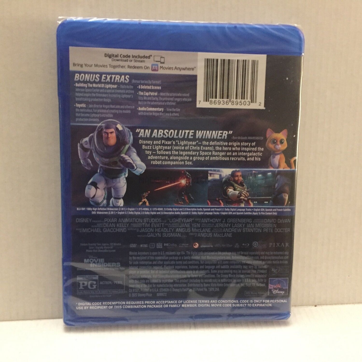 NEW Disney Pixar Lightyear Animated Blu Ray DVD Digital Sealed